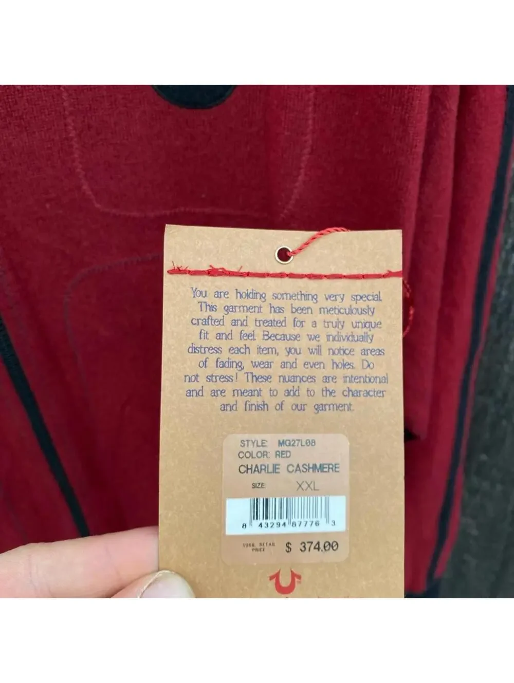 True Religion Cashmere Wool Zip-Up Hoodie New With Tags Size XL